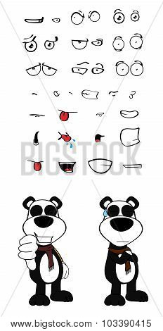 teddy panda bear cartoon expression set