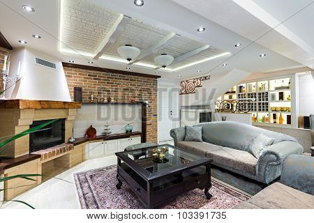 Specious Living Room Interior In Luxury Apartment