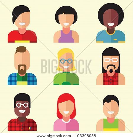 Face illustration trendy vector flat