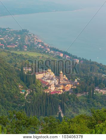 Simon the Zealot monastery at New Athos Abkhazia aerial view