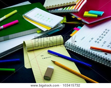 Learning New Language Writing Words Many Times On The Notebook; Mandarin