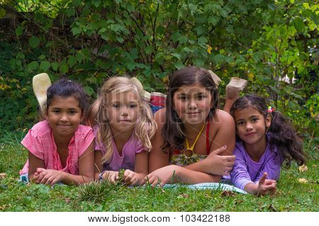 Blonde Girl Feel Bad In Gypsy Children Family With Half Sisters Group