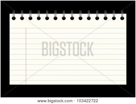 Image Of Empty School, Office Card Out Of The Notebook, Note. Cartoon Illustration Isolated On Black