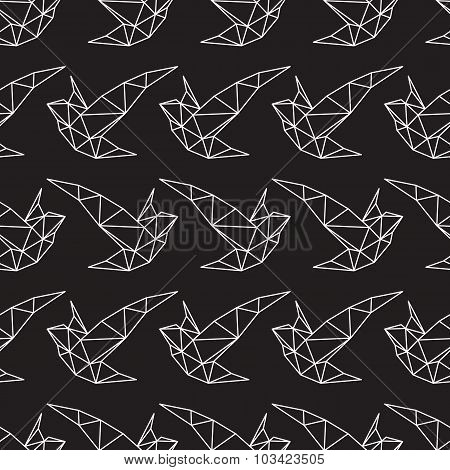 Polygonal vector Seamless Pattern With Birds