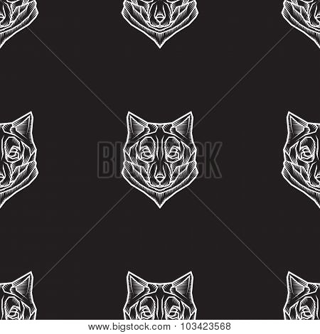 Stylized Vector Seamless Background With Wolves