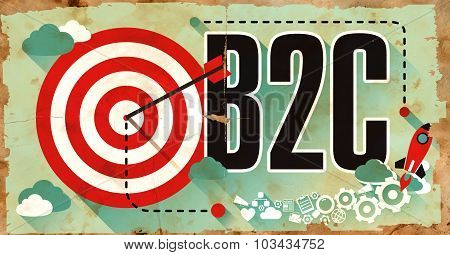 B2C Word on Poster in Grunge Design.