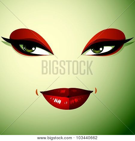 Facial emotions of young pretty woman with modern haircut. Coquette lady visage, expressive human