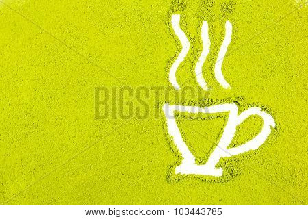 Green Powder Forming Tea Cup Shape Surface Close Up