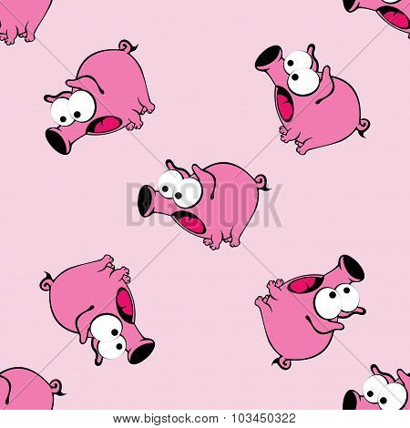 A Background With Scared Pigs. Vector Seamless Pattern.