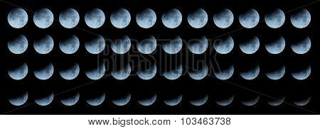 Moon sequence: progressing total lunar eclipse