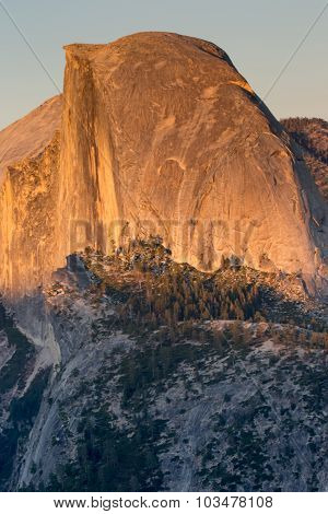 Half Dome close-up from Glacier Point. Sunset. Yosemite National Park, California, USA