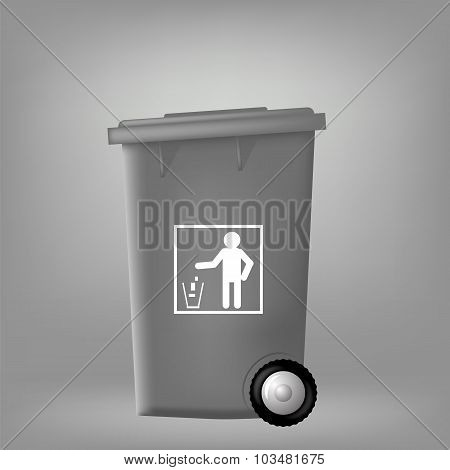 Grey PlasticTrashcan