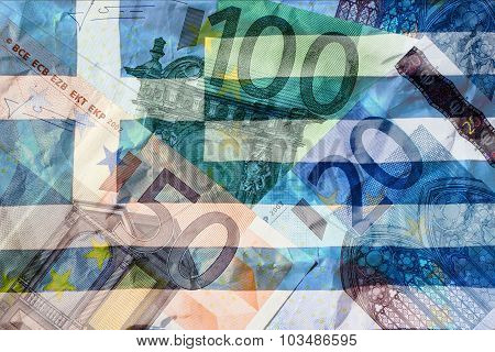 Greek flag and euros