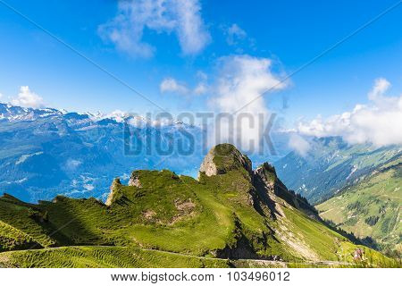 Panorama View Of The Alps Near Rothorn