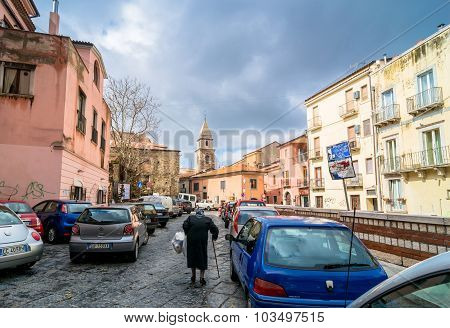 Downtown Street View In Potenza, Italy