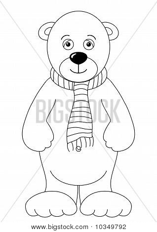 Teddybär weiß in einen Schal, Konturen