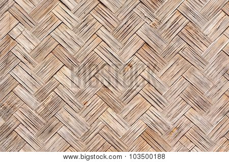 Close Up Old Woven Flat Mat  Bamboo Grass