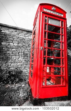 Traditional Red Telephone Box In Uk