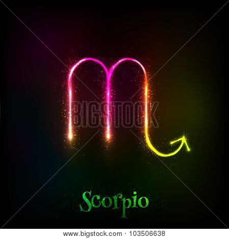 Shining neon zodiac vector symbol
