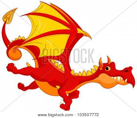 Illustration of cute dragon flying