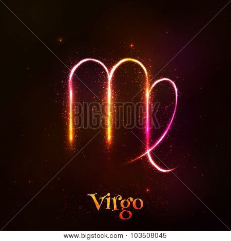 Shining neon zodiac Virgo vector symbol