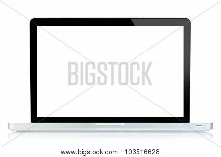 Laptop Computer White Screen Isolated On White.