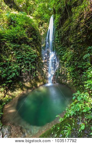 Waterfall And Pond In Qingcheng Back Mountain