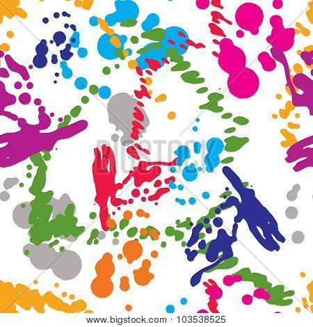 Colorful Watercolor Splash Overlay Elements, Inaccurate Paint Seamless Backdrop,