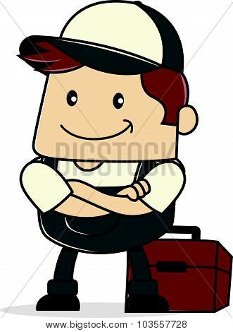 Plumber folding hands