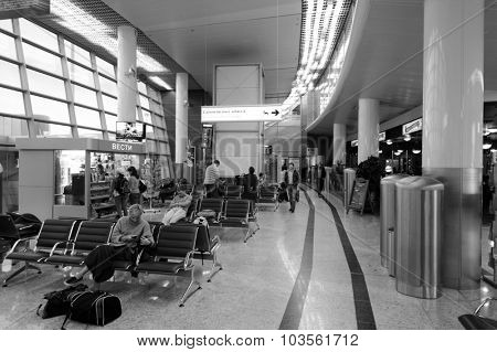 MOSCOW, RUSSIA - AUGUST 19, 2015: airport terminal. Sheremetyevo International Airport is an international airport located in Khimki, Moscow Oblast, Russia, 29 km northwest of central Moscow.