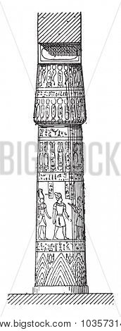 Button marquee column, vintage engraved illustration.