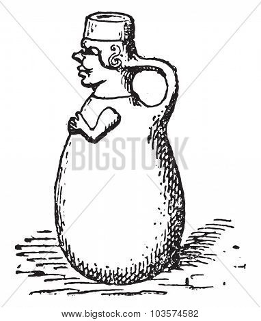 Etruscan pottery, vintage engraved illustration.