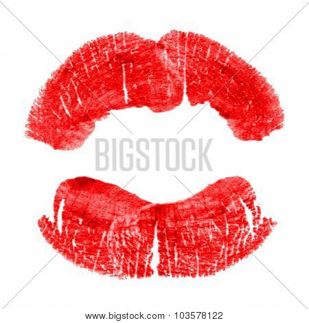Perfect imprint of red lipstick
