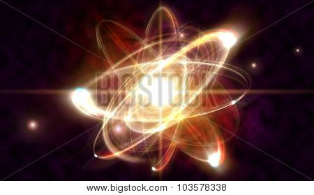 Close up illustration of atomic particle for nuclear energy imagery
