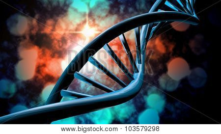 3D DNA strand with vibrant colors for genetics background