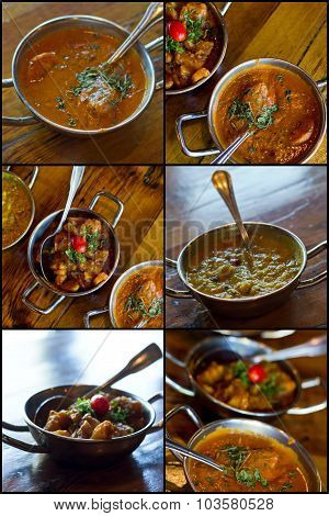 Popular Indian Cuisine Including Tikka Masala In Collage Imagery