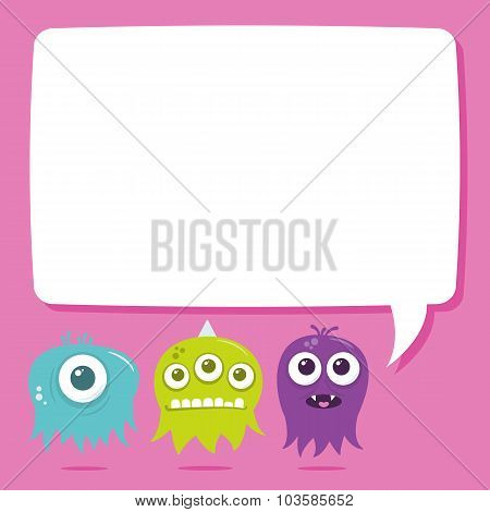 Cute Happy Flying Aliens, Blank Text Bubble