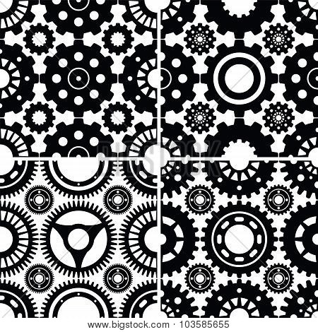 Seamless Gear Patterns Set