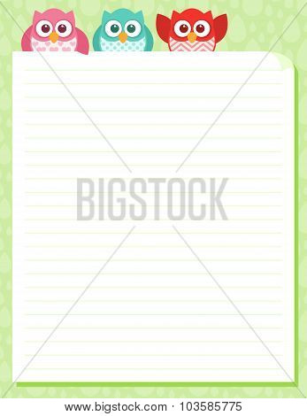 Cute Simple Cartoon Patterned Owls, Stationery Template