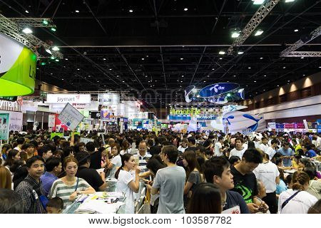 Bangkok Thailand - October 03, 2015: Crowd People In Thailand Mobile Expo Event On October 03, 2015