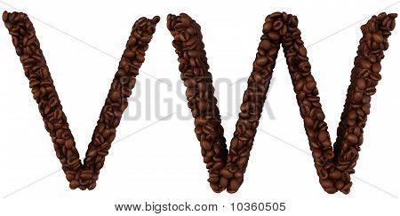 Café fuente V y W letras aisladas