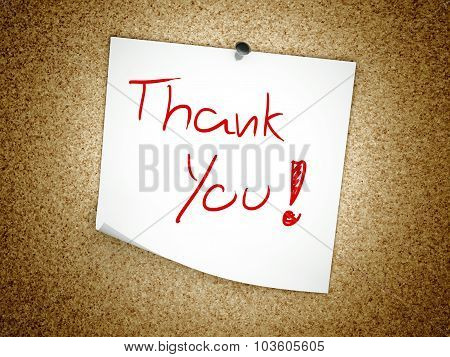 Note Thank You Message On Cork Board