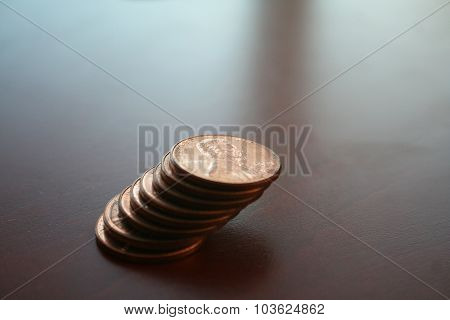 Pennies close up stock photo high quality