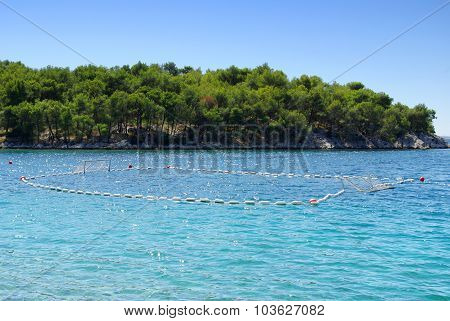 Water Polo Goals And Beach By The Sea, Croatia Dalmatia