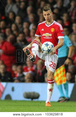 MANCHESTER, ENGLAND - SEPTEMBER 30 2015:  during the Champions League match between Manchester United and Vfl Wolfsburg at Old Trafford Stadium on September 30, 2015