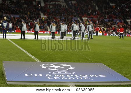 MANCHESTER, ENGLAND - SEPTEMBER 30, 2015: Champions League match between Manchester United and Vfl Wolfsburg at Old Trafford Stadium on September 30, 2015