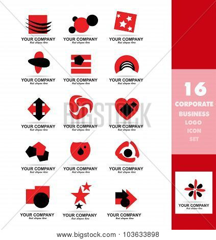 Corporate Business Red Logo Icon Set