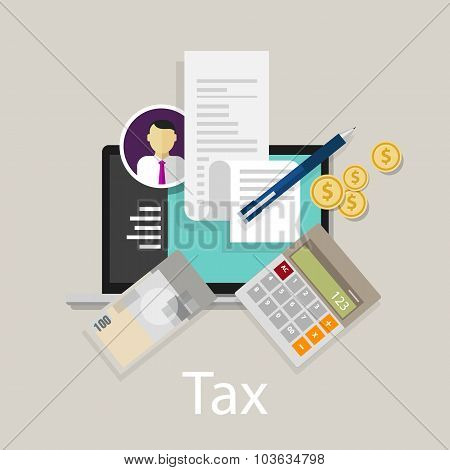 pay tax taxes money icon income taxation currency calculating