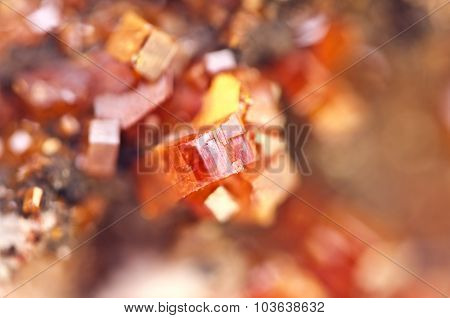 Crystals Vanadinite. Macro. Extreme Closeup