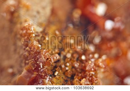 Crystals Vanadinite. Macro. Extreme Closeup